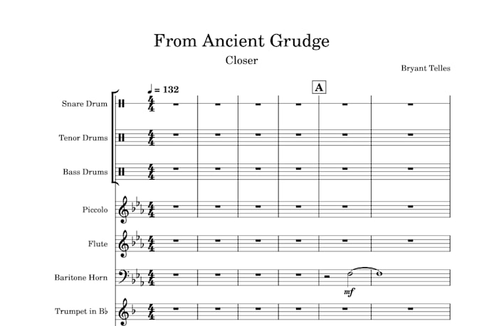 arrange drumline music at an intermediate high school level